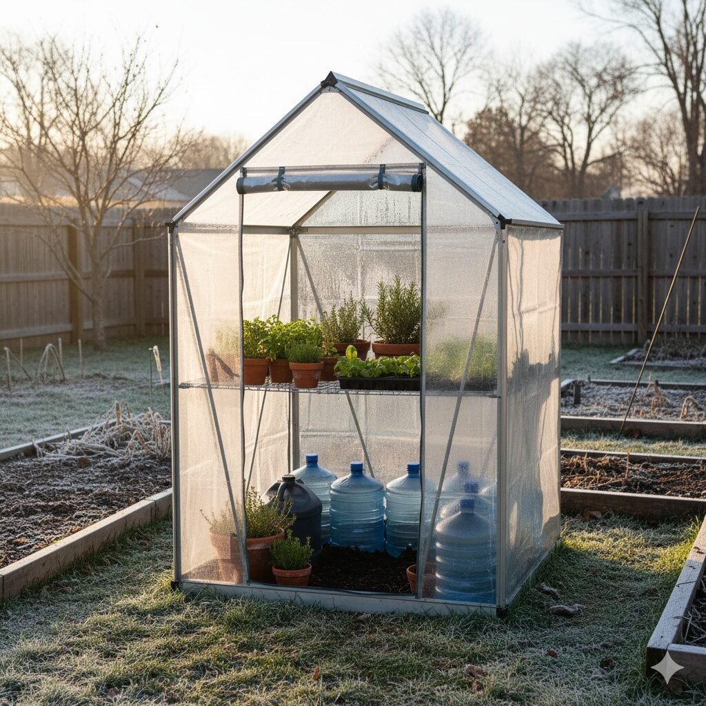 winter edible gardening, cold frame gardening, extend growing season, mini greenhouse, DIY cold frame, cloches for garden, overwintering vegetables, protect garden from frost, season extension, winter vegetable garden