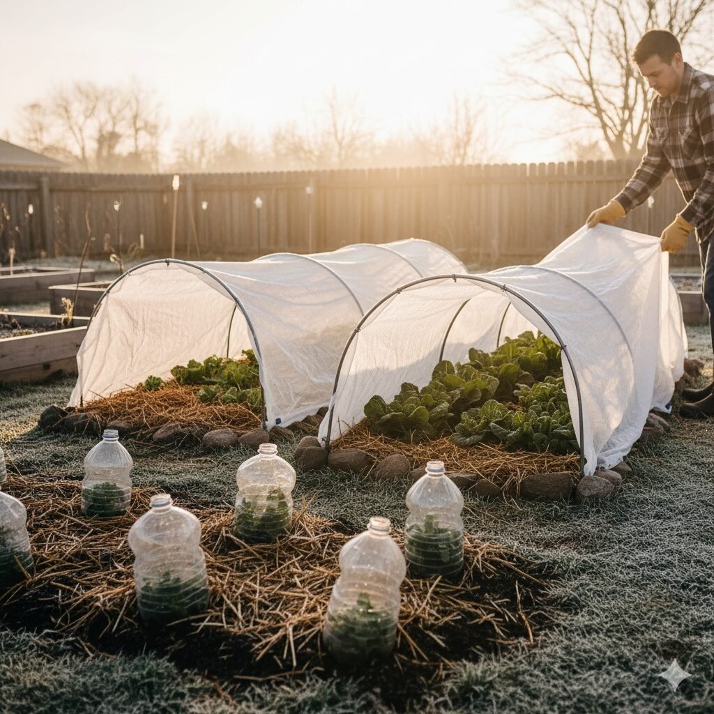 winter edible gardening, cold frame gardening, extend growing season, mini greenhouse, DIY cold frame, cloches for garden, overwintering vegetables, protect garden from frost, season extension, winter vegetable garden
