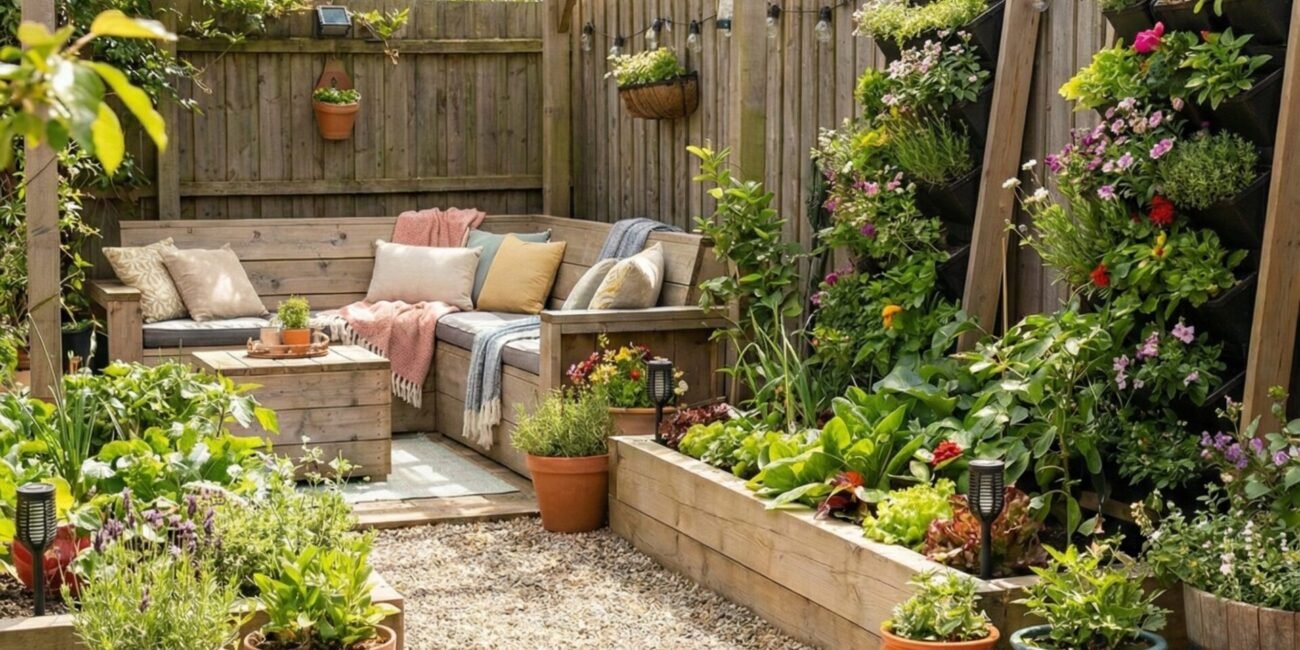 Small backyard garden ideas Small garden ideas Vertical gardening Vertical garden ideas Hanging planter ideas Container gardening Container garden ideas Raised bed garden ideas Raised bed gardening Backyard vegetable garden Vegetable garden ideas Compact vegetable garden ideas Trellis garden ideas Flower garden ideas Backyard flower bed ideas Color-themed flower garden Pollinator-friendly garden ideas Perennial garden ideas Annual flower garden ideas DIY backyard garden ideas DIY garden ideas on a budget Budget garden ideas Recycled garden ideas Pallet garden ideas Backyard landscaping ideas Garden landscaping ideas Landscaping small backyard Gravel path garden ideas Stone border garden ideas Water feature garden ideas Patio garden ideas Small patio garden ideas Patio planter ideas Outdoor seating area ideas Garden décor ideas Outdoor lighting ideas Solar garden light ideas Fairy garden décor ideas Bird feeder ideas Garden statue ideas Backyard garden layout ideas Space-saving garden ideas L-shaped garden layout Herb garden ideas Herb garden wall ideas Edible landscaping Foodscaping ideas Low-maintenance garden ideas Backyard garden ideas for beginners