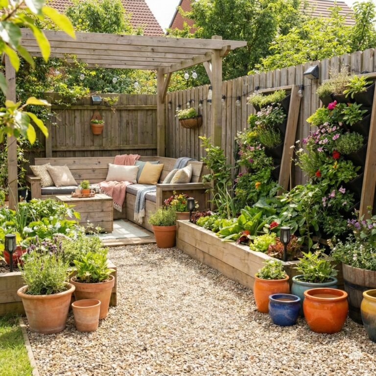 Small backyard garden ideas Small garden ideas Vertical gardening Vertical garden ideas Hanging planter ideas Container gardening Container garden ideas Raised bed garden ideas Raised bed gardening Backyard vegetable garden Vegetable garden ideas Compact vegetable garden ideas Trellis garden ideas Flower garden ideas Backyard flower bed ideas Color-themed flower garden Pollinator-friendly garden ideas Perennial garden ideas Annual flower garden ideas DIY backyard garden ideas DIY garden ideas on a budget Budget garden ideas Recycled garden ideas Pallet garden ideas Backyard landscaping ideas Garden landscaping ideas Landscaping small backyard Gravel path garden ideas Stone border garden ideas Water feature garden ideas Patio garden ideas Small patio garden ideas Patio planter ideas Outdoor seating area ideas Garden décor ideas Outdoor lighting ideas Solar garden light ideas Fairy garden décor ideas Bird feeder ideas Garden statue ideas Backyard garden layout ideas Space-saving garden ideas L-shaped garden layout Herb garden ideas Herb garden wall ideas Edible landscaping Foodscaping ideas Low-maintenance garden ideas Backyard garden ideas for beginners