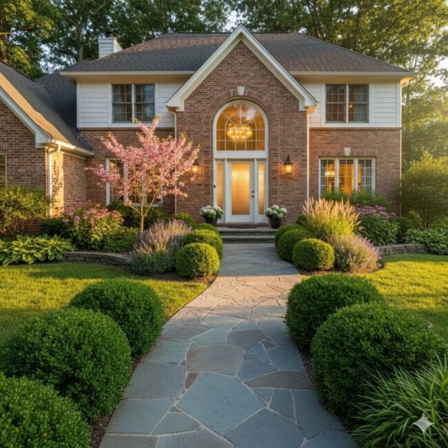 front yard landscaping with rocks